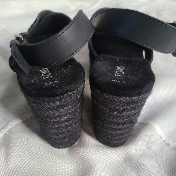 Tom's Black Suede Wedge Sandals - Picture 3 of 4